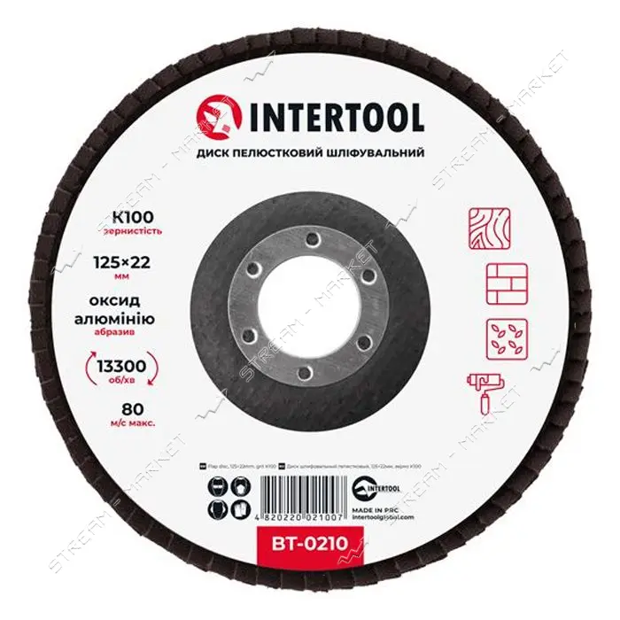 Диск шлифовальный лепестковый Intertool BT-0210 125х22мм зерно K100