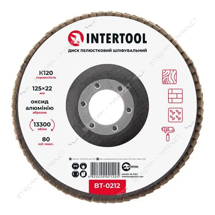 Диск шлифовальный лепестковый Intertool BT-0212 125х22мм зерно K120