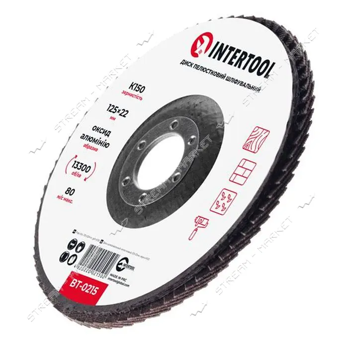 Диск шлифовальный лепестковый Intertool BT-0215 125х22мм зерно K150