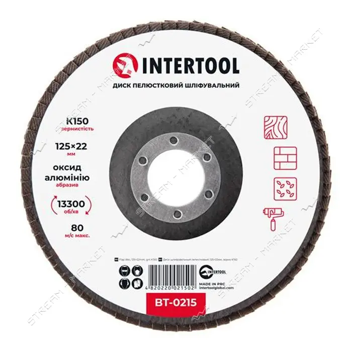 Диск шлифовальный лепестковый Intertool BT-0215 125х22мм зерно K150