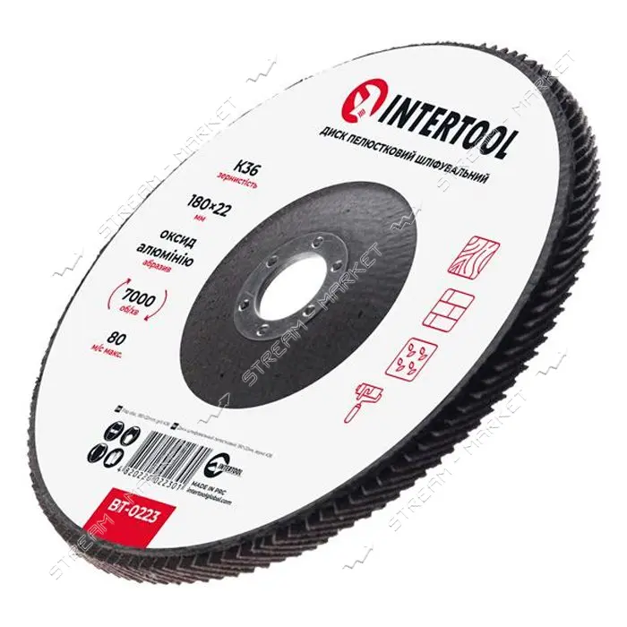 Диск шлифовальный лепестковый Intertool BT-0223 180х22мм зерно K36