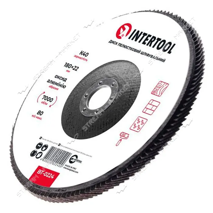 Диск шлифовальный лепестковый Intertool BT-0224 180х22мм зерно K40