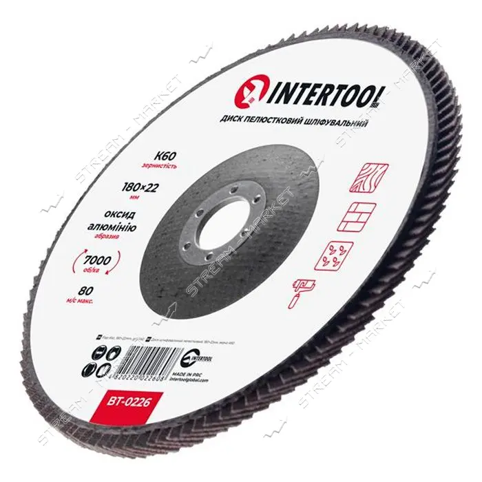 Диск шлифовальный лепестковый Intertool BT-0226 180х22мм зерно K60