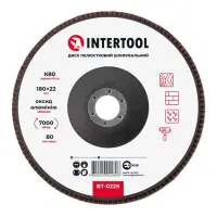 Диск шлифовальный лепестковый Intertool BT-0228 180х22мм зерно K80                                  