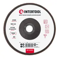 Диск шлифовальный лепестковый Intertool BT-0230 180х22мм зерно K100                                 