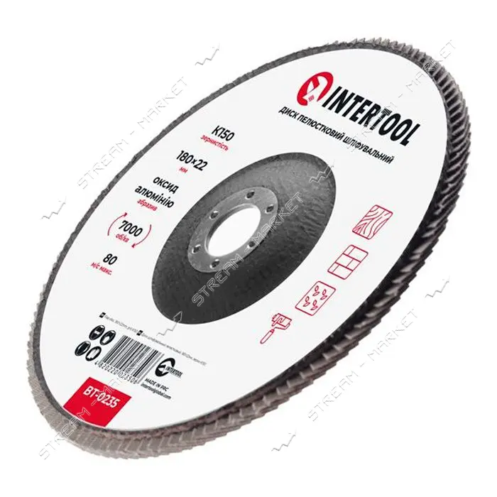 Диск шлифовальный лепестковый Intertool BT-0235 180х22мм зерно K150
