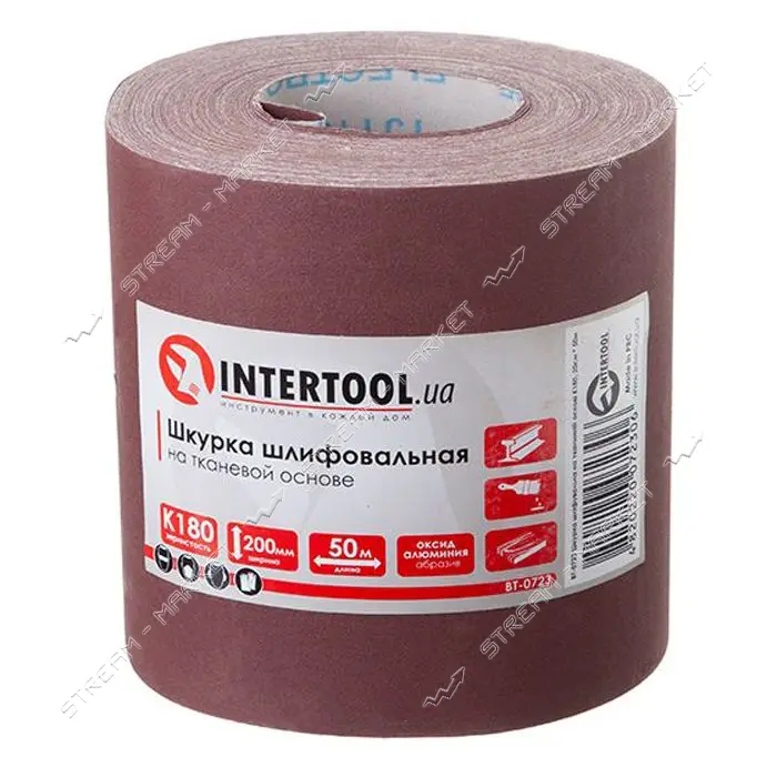 Шлифовальная шкурка на тканевой основе Intertool BT-0723 К180 20cм x 50м                            