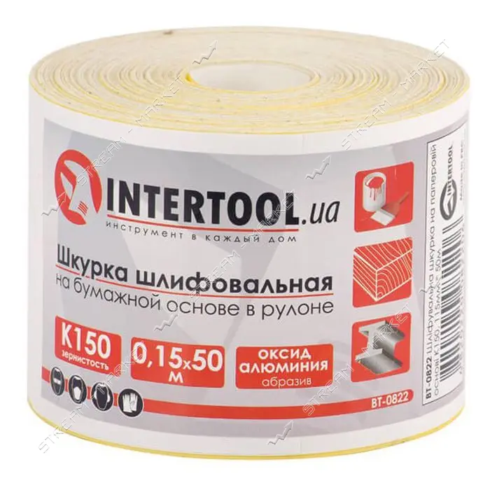 Шлифовальная шкурка Intertool BT-0822 на бумажной основе К150 115мм 50м