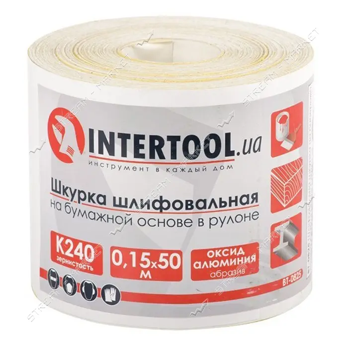 Шлифовальная шкурка Intertool BT-0825 на бумажной основе К240 115мм 50м