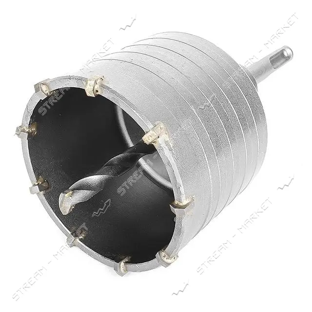 Комплект сверло корончатое по бетону Intertool SD-7075 75мм плюс переходник SDS Plus 100мм