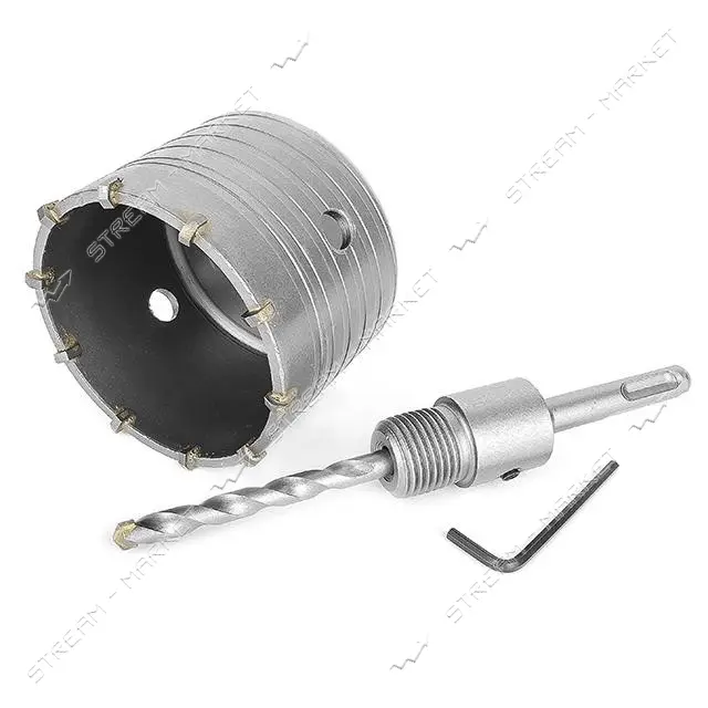 Комплект сверло корончатое по бетону Intertool SD-7080 80мм плюс переходник SDS Plus 100мм