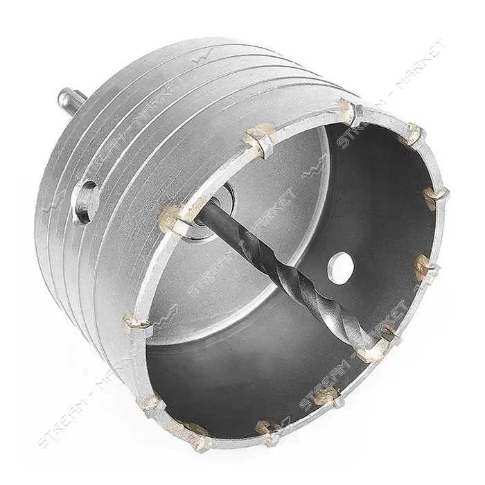 Комплект сверло корончатое по бетону Intertool SD-7105 105мм плюс переходник SDS Plus 100мм         