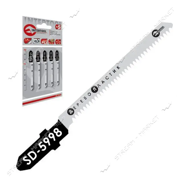 Полотно пильное для лобзика Intertool SD-5998 рабочая длина 50мм дер.лам. пласт.5шт                 