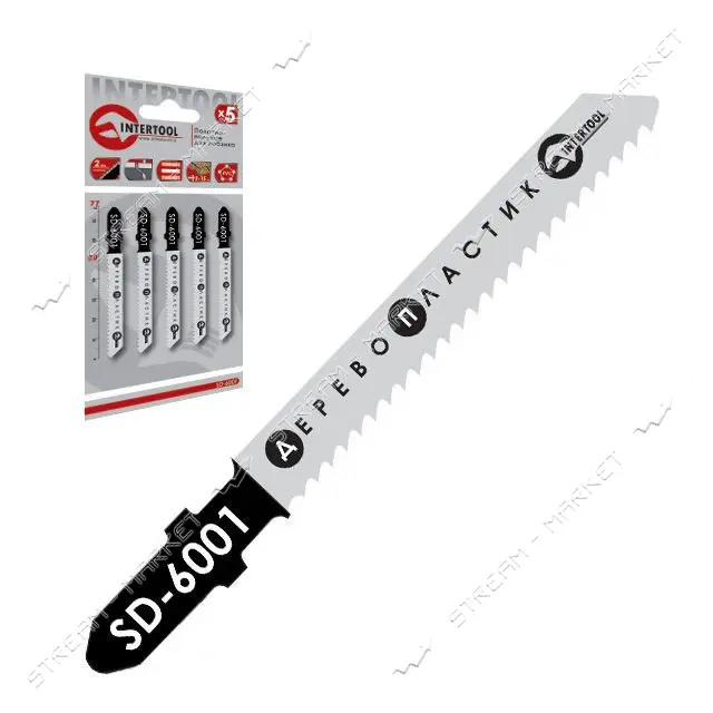 Полотно пильное для лобзика Intertool SD-6001 раб.длина 50мм по дер.фанере лам.изол.мат пласт. 5шт  