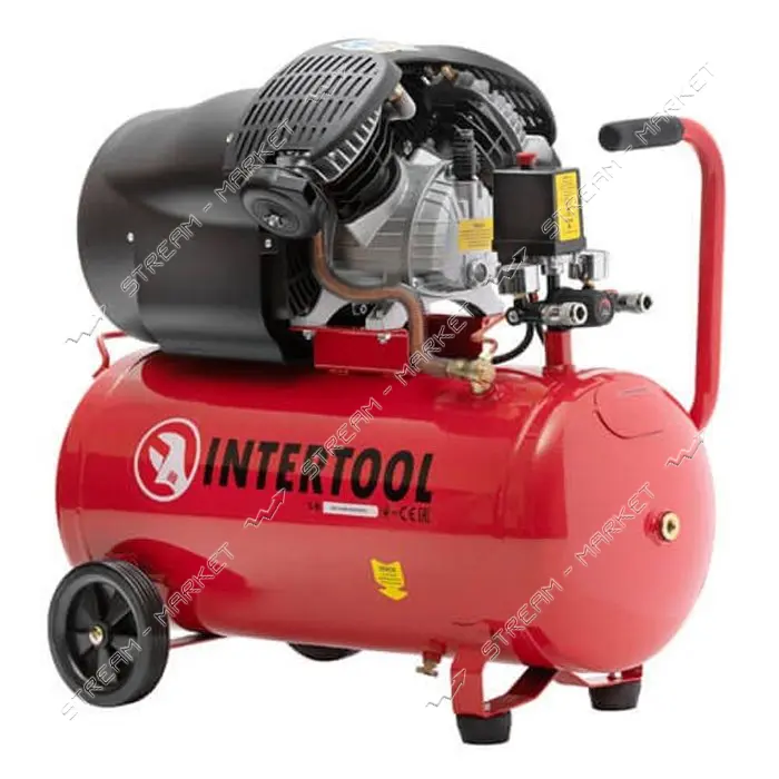 Компрессор Intertool PT-0004 50л 2.23кВт 220В 8 атм 354л/мин 2 цилиндра                             