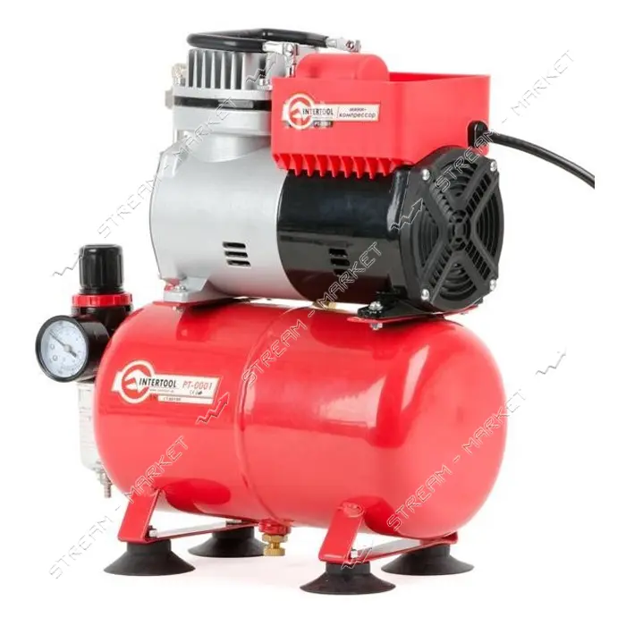 Компрессор безмасляный Intertool PT-0001 3л 0.3кВт 220В 3.2 атм 50л/мин