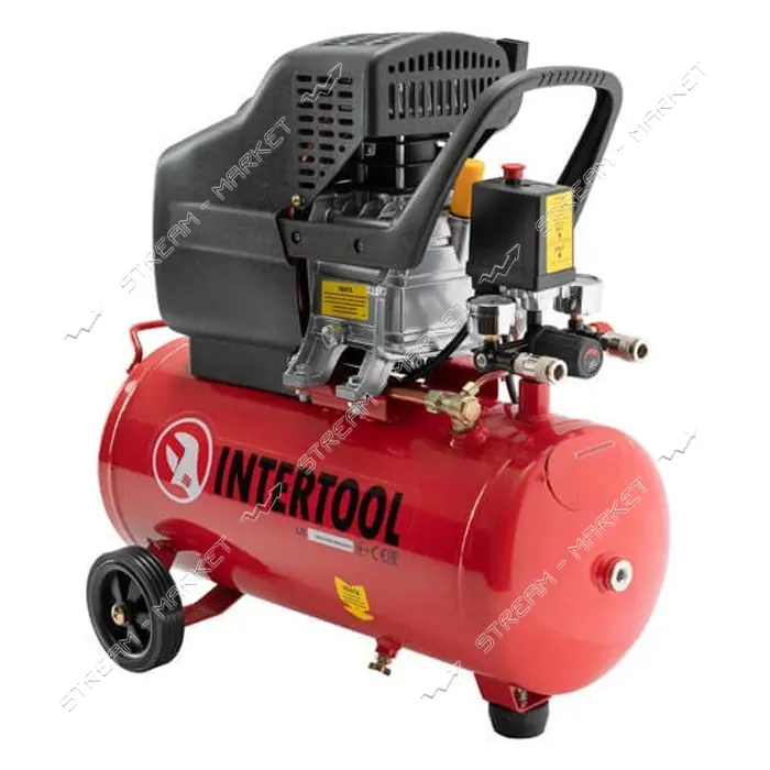 Компрессор поршневой Intertool PT-0009 24л 1.5кВт 220В 8 атм 206л/мин                               