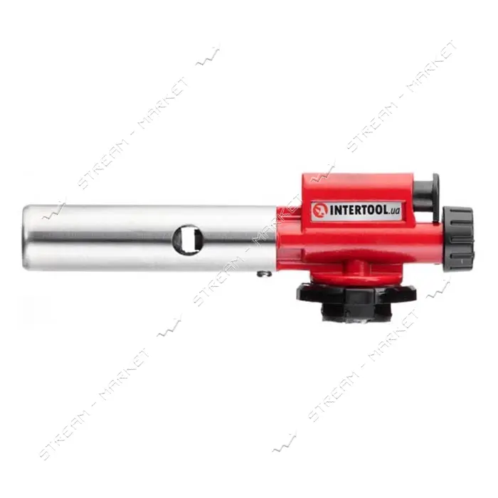 Горелка газовая Intertool GB-0027 пьезозажигание регулятор цельнометаллический корпус