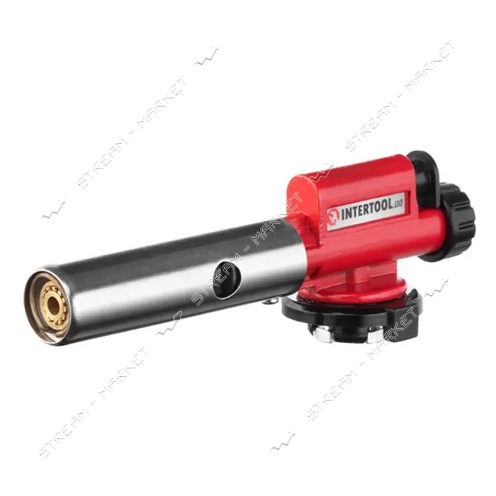 Горелка газовая Intertool GB-0027 пьезозажигание регулятор цельнометаллический корпус
