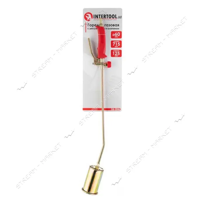 Горелка газовая Intertool GB-0046 с регулятором и клапаном 715мм сопло 125мм d 60мм