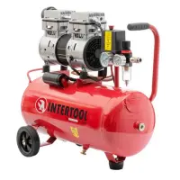 Компрессор Intertool PT-0022 24л 0.75кВт 220В 8атм 145 л/мин малошумный безмасляный 2 цил.          