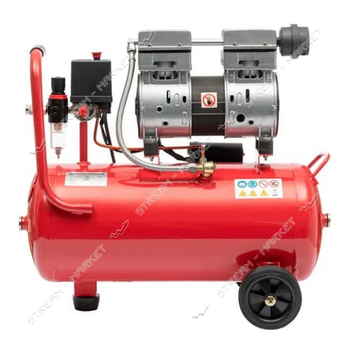 Компрессор Intertool PT-0022 24л 0.75кВт 220В 8атм 145 л/мин малошумный безмасляный 2 цил.          