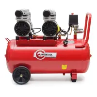 Компрессор Intertool PT-0023 50л 2х0.75кВт 220В 8атм 270л/мин малошумный безмасляный 4 цил.         