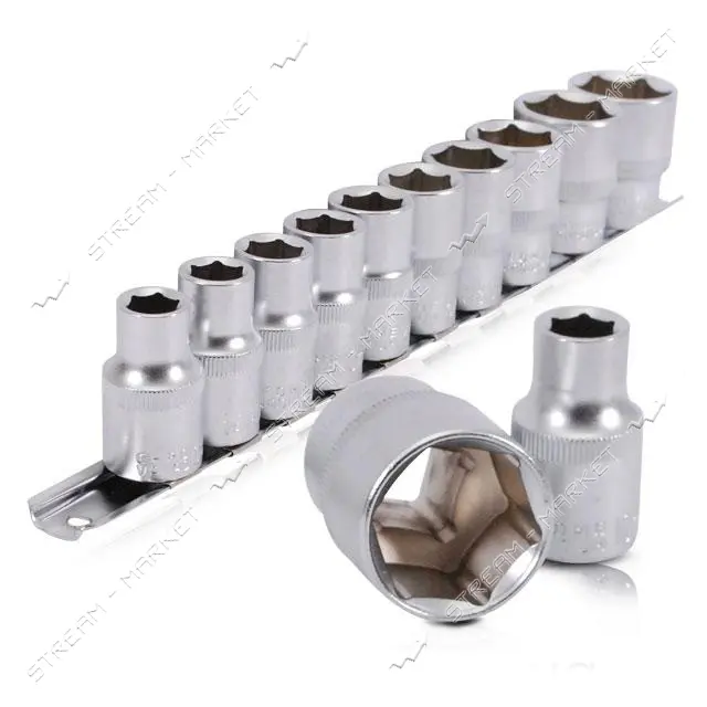 Набор головок Intertool ET-6011 на планке 10 11 12 13 14 15 17 19 22 24 1/2" 10шт