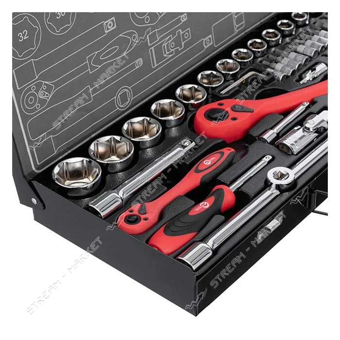 Набор профессионального инструмента Intertool ET-6056 1/2" 1/4" 56шт 4-32мм биты 18шт               