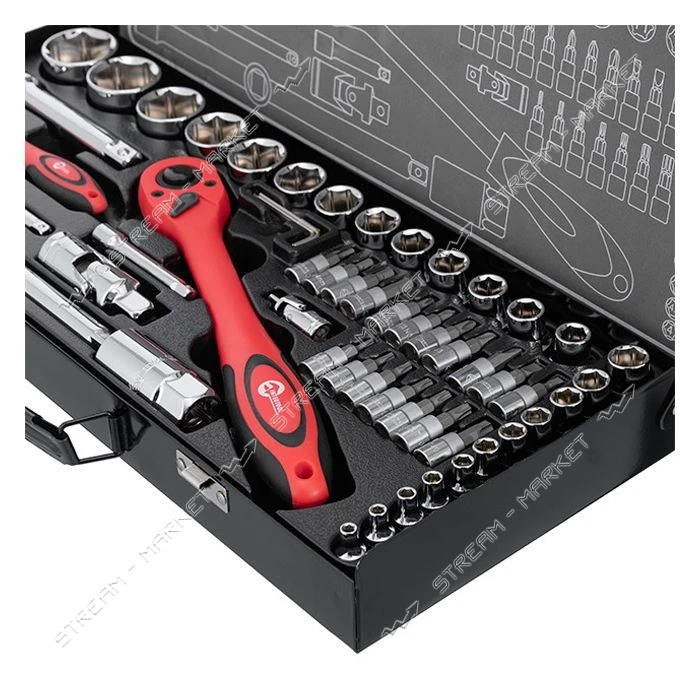 Набор профессионального инструмента Intertool ET-6056 1/2" 1/4" 56шт 4-32мм биты 18шт               