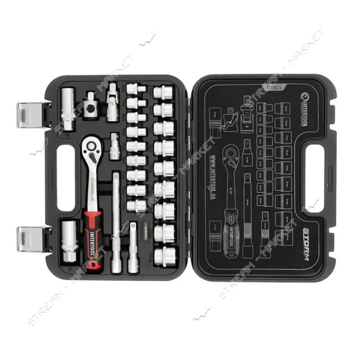 Набор инструментов Intertool ET-8026 3/8" 26ед Cr-V STORM                                           