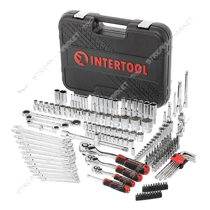 Набор инструментов Intertool ET-8156 1/2" 3/8" 1/4" 156ед Cr-V STORM