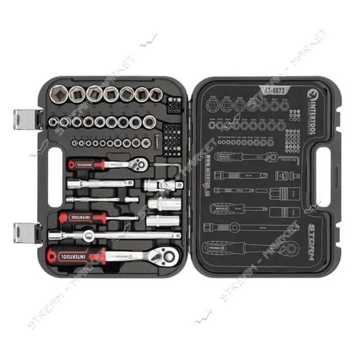 Набор инструментов Intertool ET-8073 Storm 1/2" 1/4" 73шт                                           