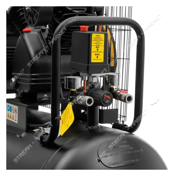 Компрессор Intertool PT-0013 100л 3кВт 380B 8 атм 500л/мин 2 цилиндра