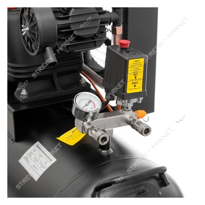 Компрессор Intertool PT-0036 100л 4кВт 380В 8 атм 600л/мин 3 цилиндра