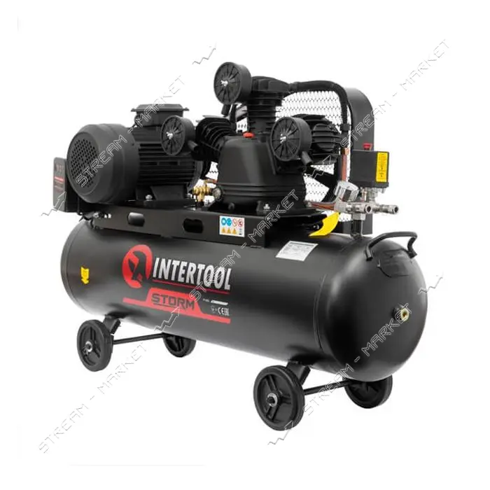 Компрессор Intertool PT-0036 100л 4кВт 380В 8 атм 600л/мин 3 цилиндра