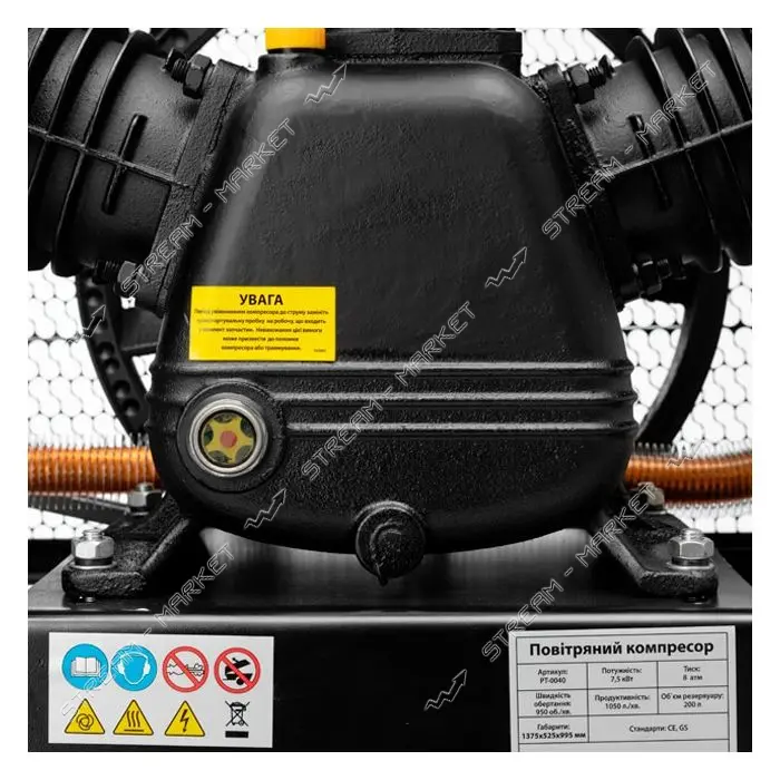 Компрессор Intertool PT-0040 200л 7.5кВт 380В 8 атм 1050л/мин 3 цилиндра                            