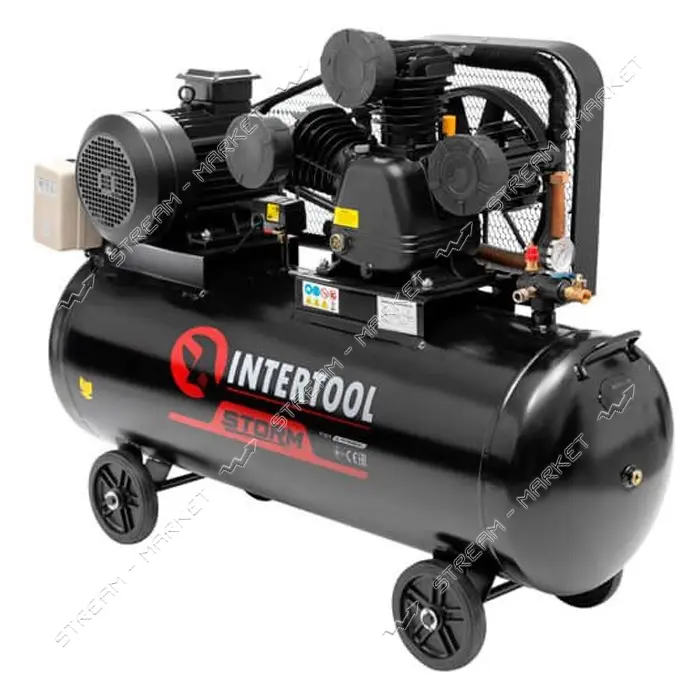 Компрессор Intertool PT-0040 200л 7.5кВт 380В 8 атм 1050л/мин 3 цилиндра                            