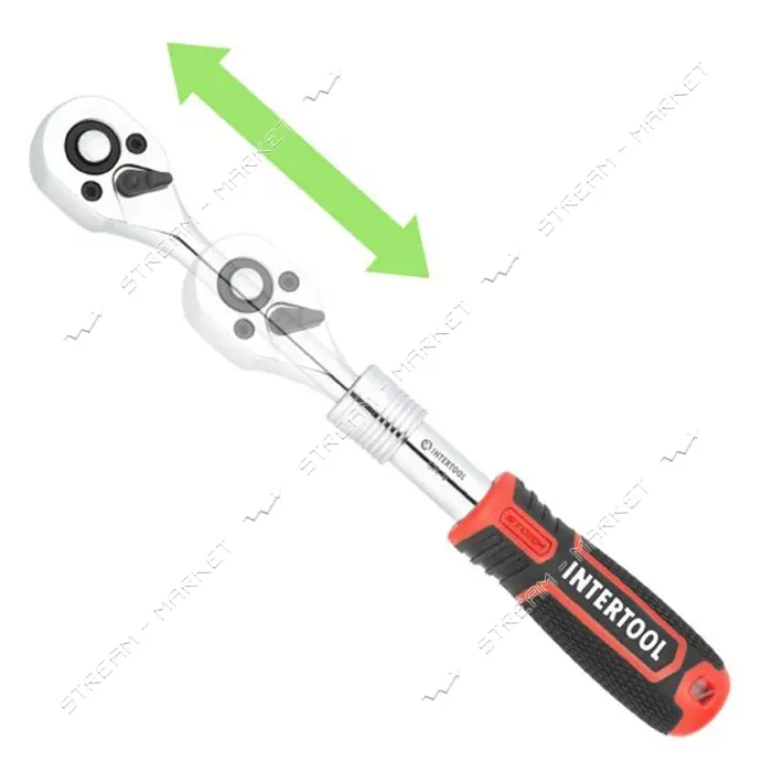 Рукоятка с храповым механизмом телескопическая Intertool ET-8004 1/4" 72 зуба Storm                 