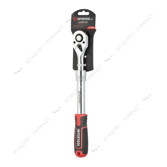 Рукоятка с храповым механизмом Intertool ET-8006 телескопическая 1/2" 72 зуба Storm