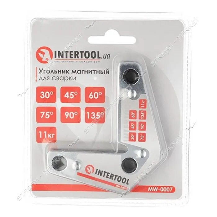 Угольник магнитный для сварки Intertool MW-0007 15 60 90 120 11кг 75х85мм