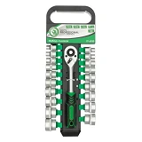Набор головок Intertool ET-6020 3/8" 6-24 мм с рукояткой с храповым механизмом 72 зуба 20 шт        
