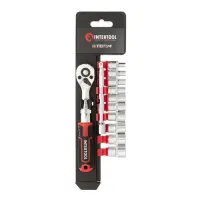 Набор головок Intertool ET-8012 1/4" 4-13мм удлинитель рукоятка с храповым механизмом 72 зуба 1     