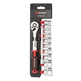 Набор головок Intertool ET-8013 3/8" 10-24мм удлинитель рукоятка с храповым механизмом 72 зуба