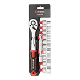 Набор головок Intertool ET-8014 1/2" 10-24мм удлинитель рукоятка с храповым механизмом 72 зуба      