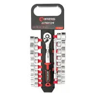 Набор головок Intertool ET-8015 3/8" 6-24мм удлинитель рукоятка с храповым механизмом 72 зуба 2
