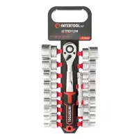 Набор головок Intertool ET-8016 1/2" 8-32мм удлинитель рукоятка с храповым механизмом 72 зуба 2     