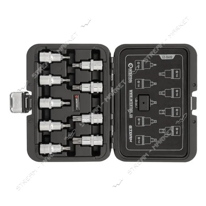 Набор бит Intertool ET-8400 Torx 1/2" T20-T60 55мм S2 Storm                                         