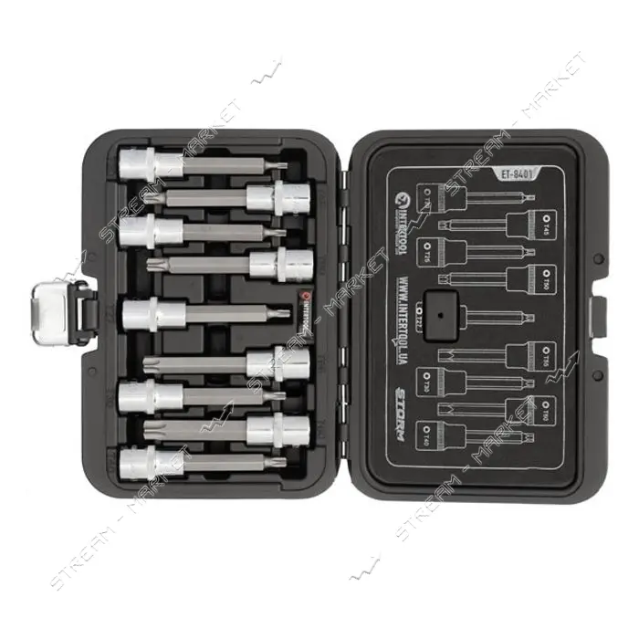 Набор бит Intertool ET-8401 Torx 1/2" T20-T60 100мм S2 Storm                                        