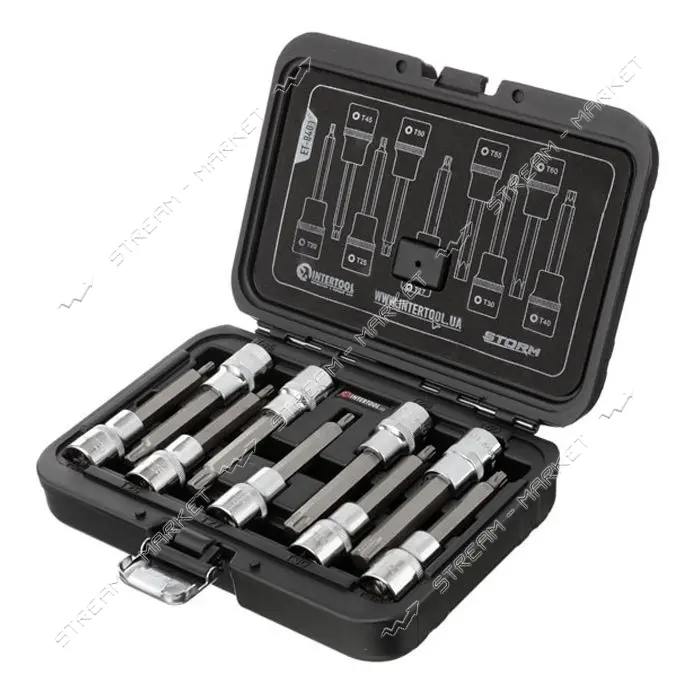 Набор бит Intertool ET-8401 Torx 1/2" T20-T60 100мм S2 Storm                                        